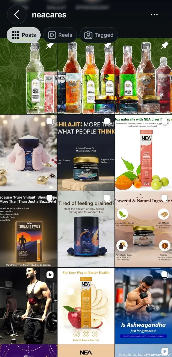NEA Cares ayurvedic wellness Instagram feed