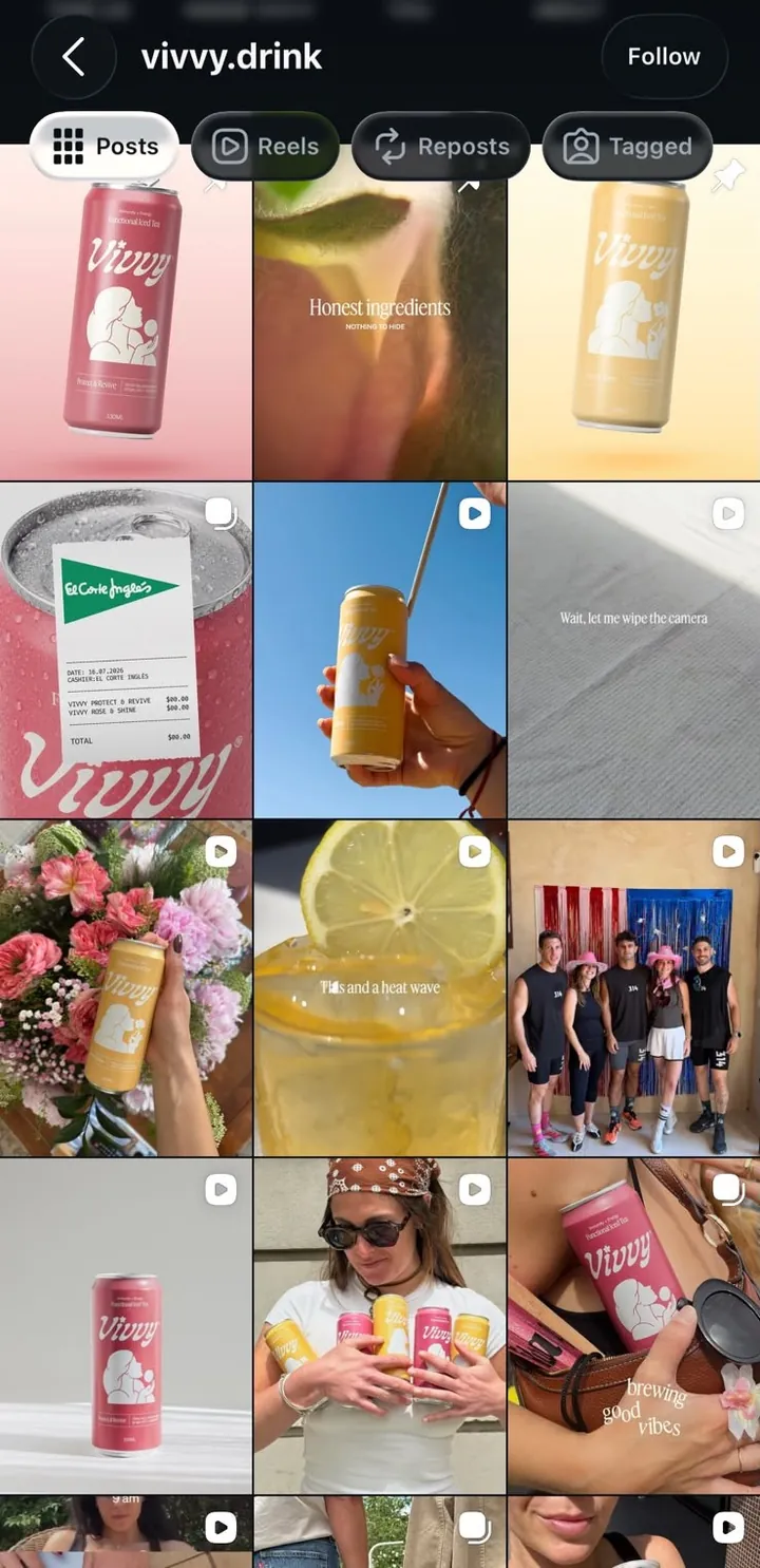Vivvy functional iced tea Instagram feed